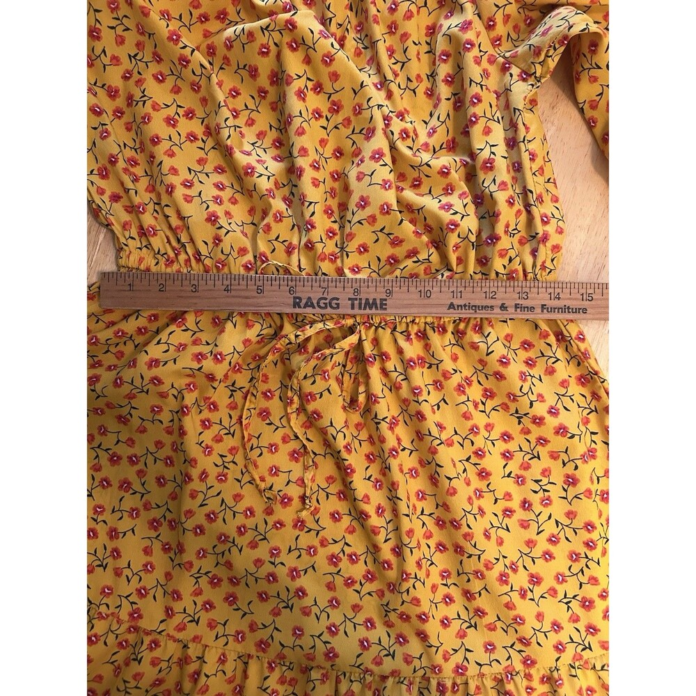 Indulge in Style 1X Yellow Floral Boho Midi Dress Smocked Cottagecore Chic - Picture 13 of 13